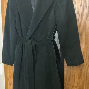 Calvin Klein Emerald Green Wool Angora Belted Dress Coat Women’s Size 12